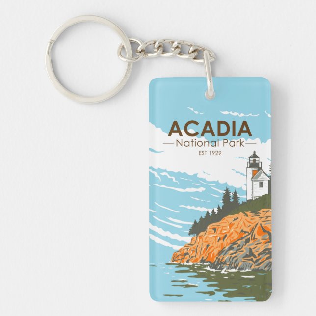 Acadia National Park Pub Harbour Lighthouse Nyckelring (Framsidan)
