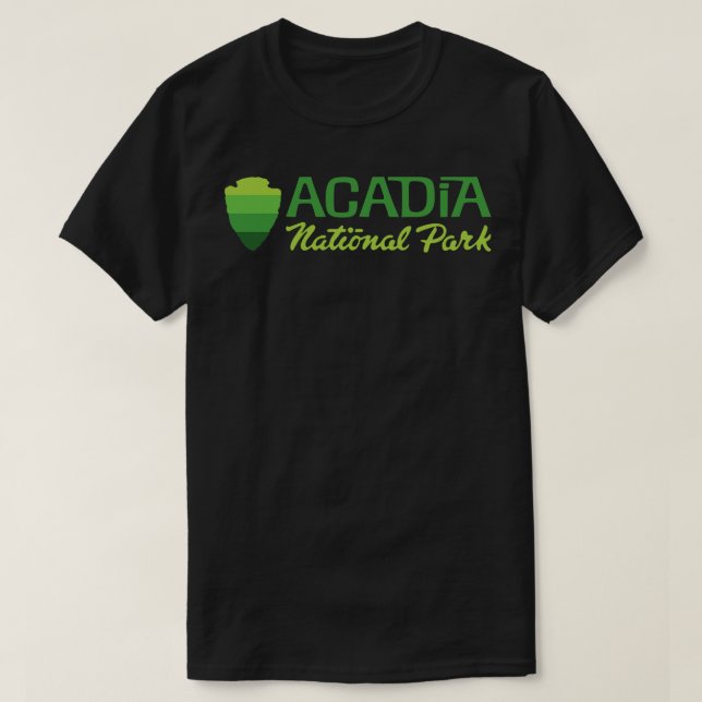 Acadia National Park Retro Arrowhad Wordmark Gree T Shirt (Design framsida)