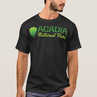 Acadia National Park Retro Arrowhad Wordmark Gree T Shirt