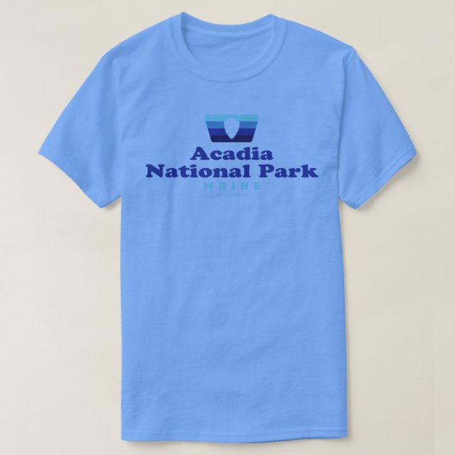 Acadia National Park Retro Badge Arrowhad Blue T Shirt (Design framsida)