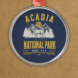 Acadia National Park Retro Scenery Julgransprydnad Metall