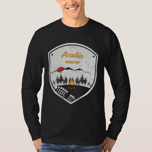 Acadia  National Park Retro Souvenir T Shirt (Framsida)