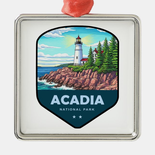 Acadia National Park-sköld Julgransprydnad Metall (Framsidan)