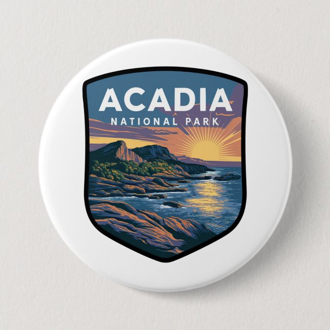 Acadia National Park Sunset Badge Knapp (Framsida)
