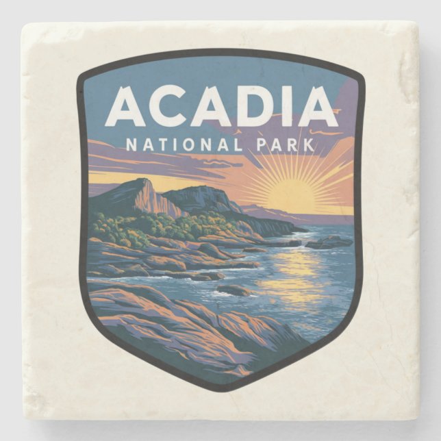 Acadia National Park Sunset Badge Stenunderlägg (Framsidan)