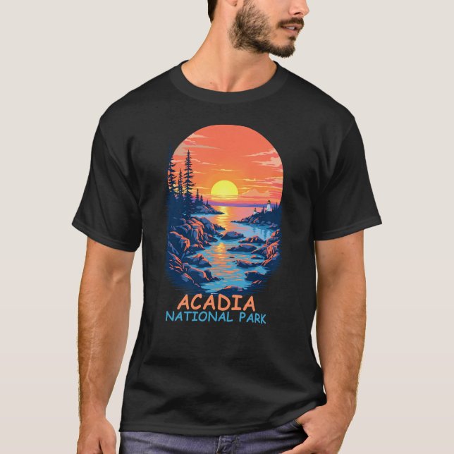 Acadia National Park - Sunset Kusten T Shirt (Framsida)