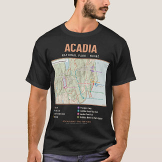 Acadia National Park vandringsledskarta T-shirt