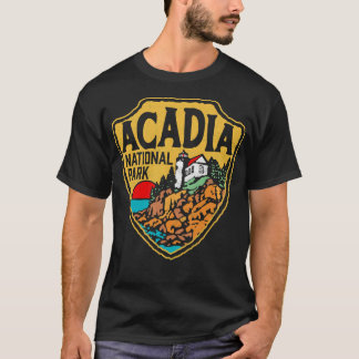Acadia National Park Vintage Stil Badge W Maine C T Shirt