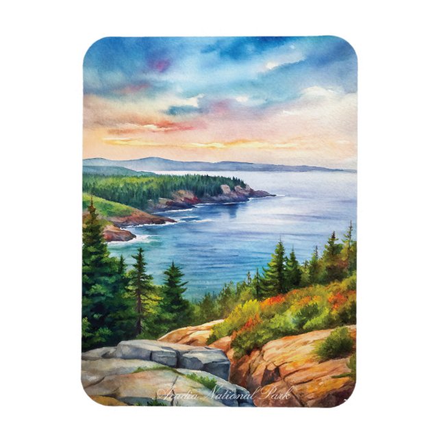 Acadia National Park Watercolor Painting Magnet (Vertikal)