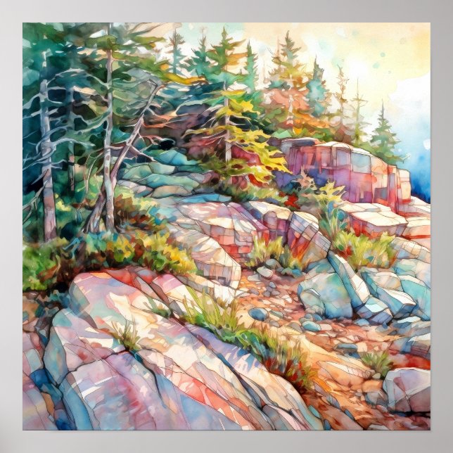 Acadia National Park Watercolor Painting Poster (Framsidan)