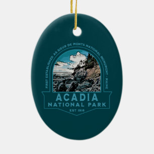 ACADIA NATIONAL PARTIONAL LIGHTHOUSE COLLECTOR HEL JULGRANSPRYDNAD KERAMIK