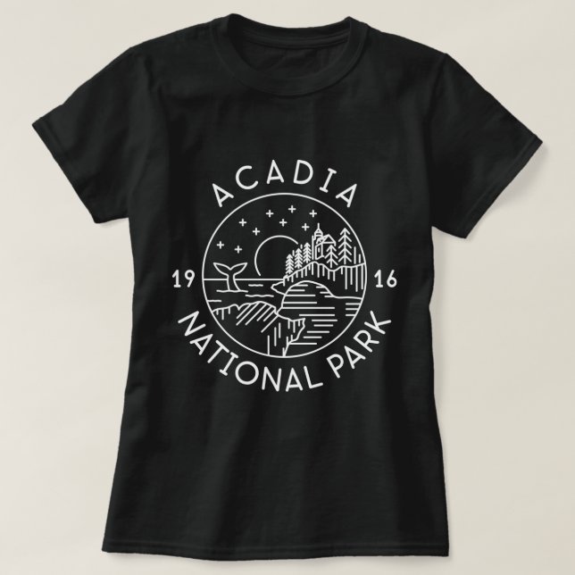 Acadia nationalpark 1916 Maine Pub Harbour T Shirt (Design framsida)