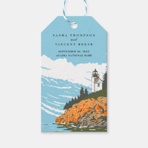 Acadia nationalpark Bröllop Retro Presentetikett