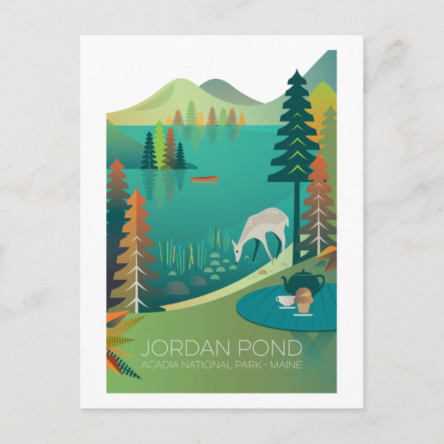 Acadia nationalpark, Jordan Pond Postcard Vykort (Framsida)