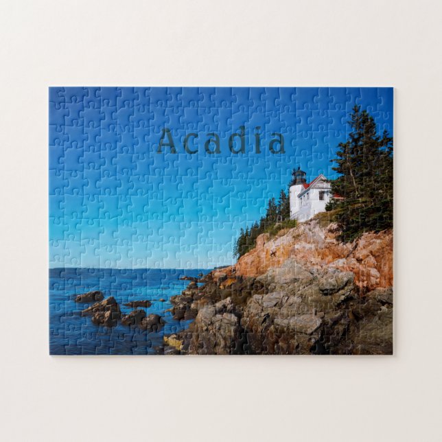 Acadia nationalpark Maine Bass Harbour Lighthouse Pussel (Horisontell)