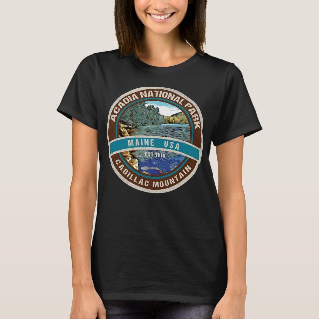 Acadia nationalpark Maine Cadillac Mountain Souve T Shirt (Framsida)