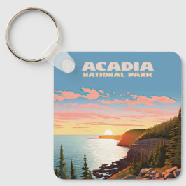 Acadia nationalpark Maine Kusten Retro Nyckelring