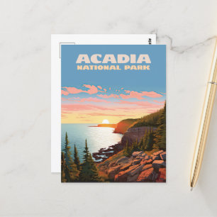 Acadia nationalpark Maine Kusten Retro Vykort