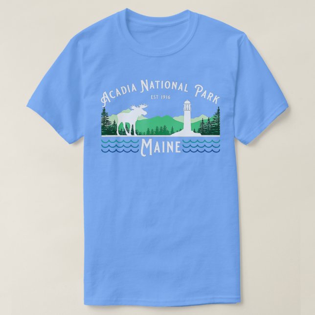 Acadia nationalpark Maine Lighthouse Moose Souven T Shirt (Design framsida)
