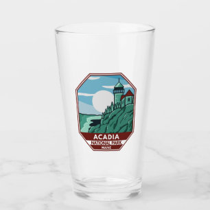 Acadia nationalpark Maine Lighthouse Retro Emblem Glaskopp