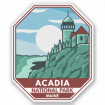 Acadia nationalpark Maine Lighthouse Retro Emblem