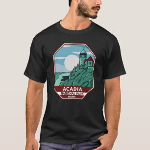 Acadia nationalpark Maine Lighthouse Retro Emblem T Shirt