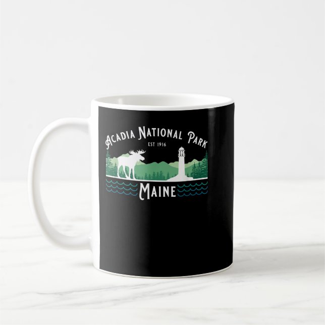 Acadia nationalpark Maine Moose Lighthouse Souven Kaffemugg (Vänster)