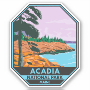 Acadia nationalpark Maine Pub Harbor Vintage Klistermärken