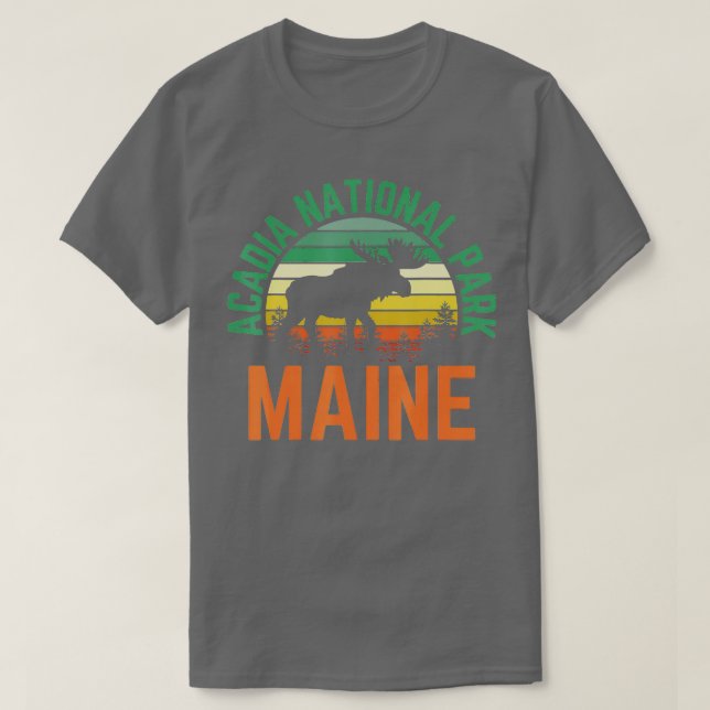 Acadia nationalpark Maine Pub Harbour Moose Retro T Shirt (Design framsida)