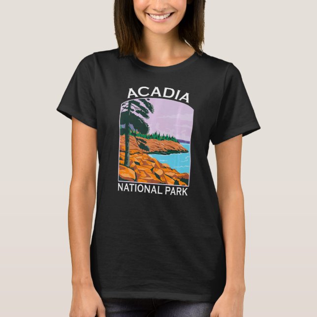 Acadia nationalpark Maine Retro Souvenir Hiking T Shirt (Framsida)