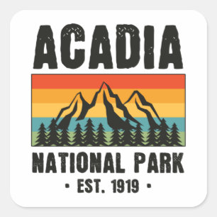Acadia nationalpark, Maine Retro Vintage Fyrkantigt Klistermärke