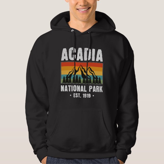Acadia nationalpark, Maine Retro Vintage Hoodie (Framsida)