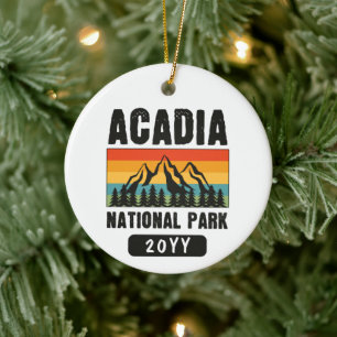Acadia nationalpark, Maine Retro Vintage Julgransprydnad Keramik