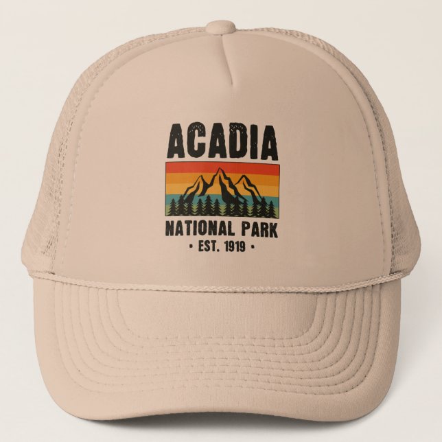 Acadia nationalpark, Maine Retro Vintage Keps (Framsida)