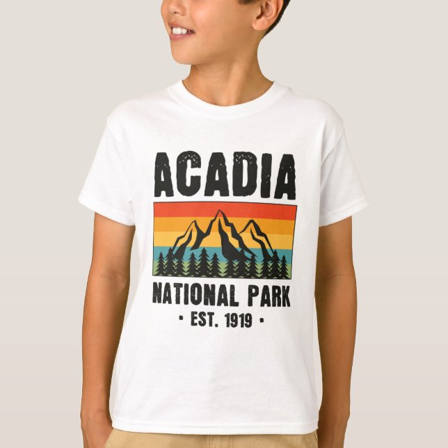 Acadia nationalpark, Maine Retro Vintage T Shirt (Framsida)