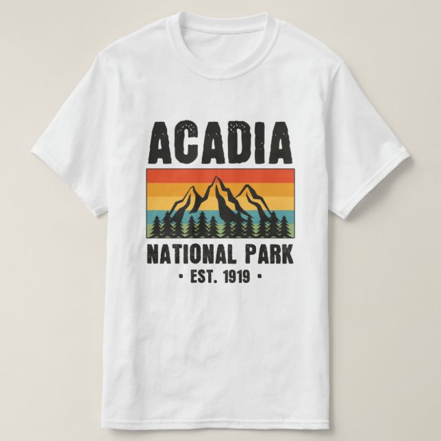 Acadia nationalpark, Maine Retro Vintage T Shirt (Design framsida)