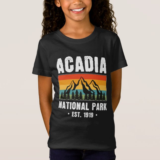 Acadia nationalpark, Maine Retro Vintage T Shirt (Framsida)