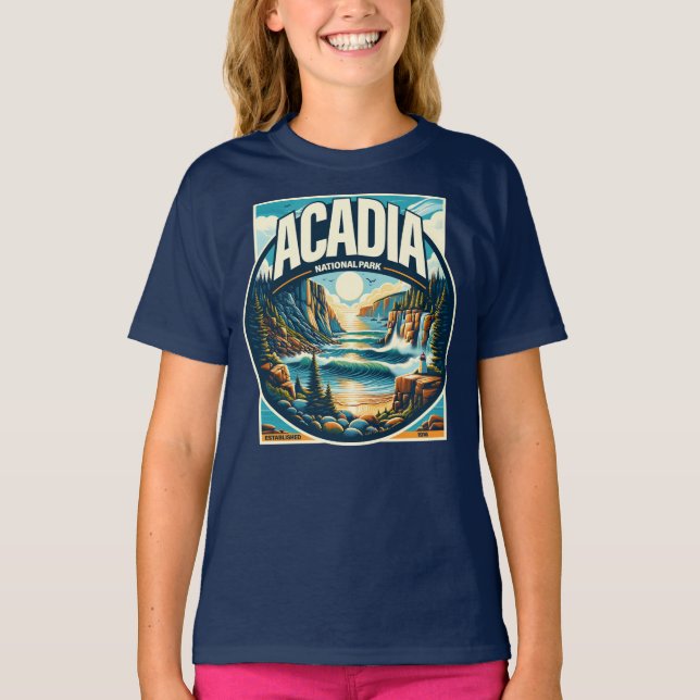 Acadia nationalpark Maine T Shirt (Framsida)