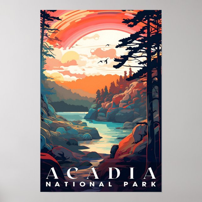 Acadia nationalpark, nationalmuren i Parker Poster (Framsidan)