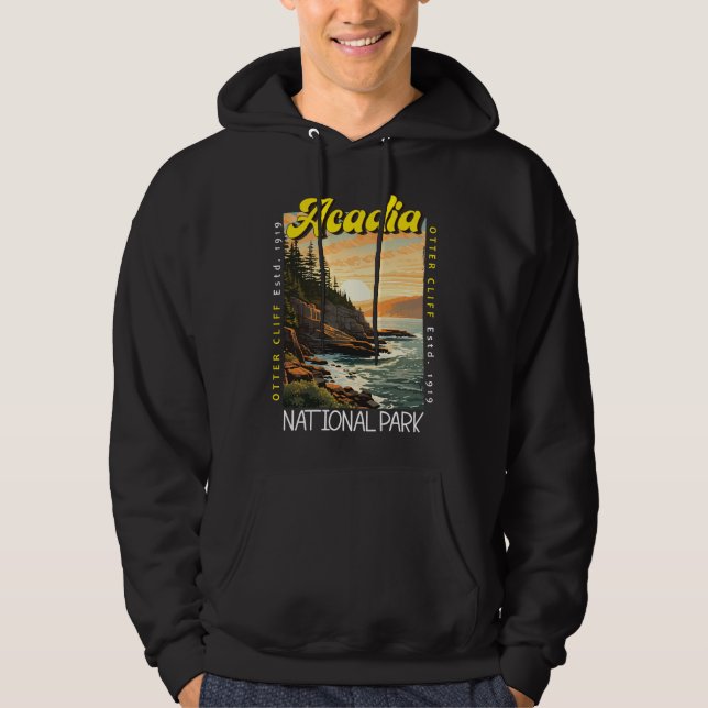 Acadia nationalpark Otter Cliff Distress Hoodie (Framsida)