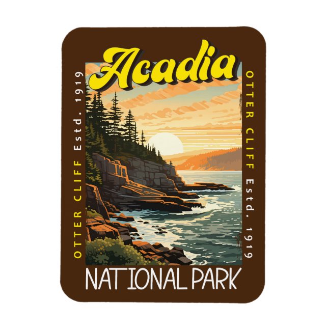 Acadia nationalpark Otter Cliff Distress Magnet (Vertikal)