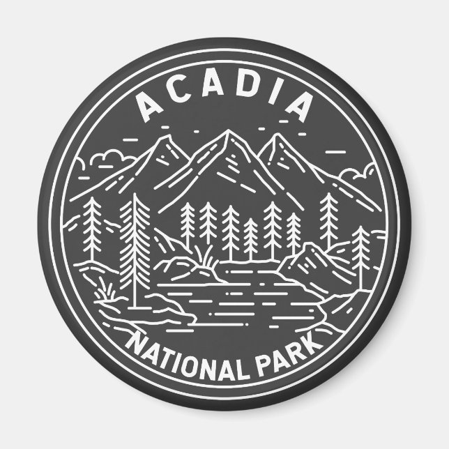 Acadia nationalpark Pub Harbor Monoline Magnet (Framsidan)