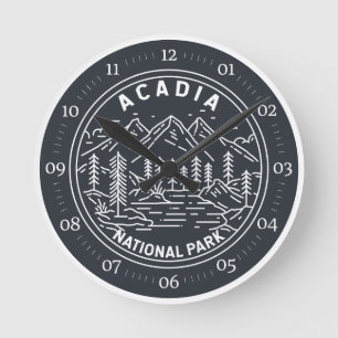 Acadia nationalpark Pub Harbor Monoline Rund Klocka