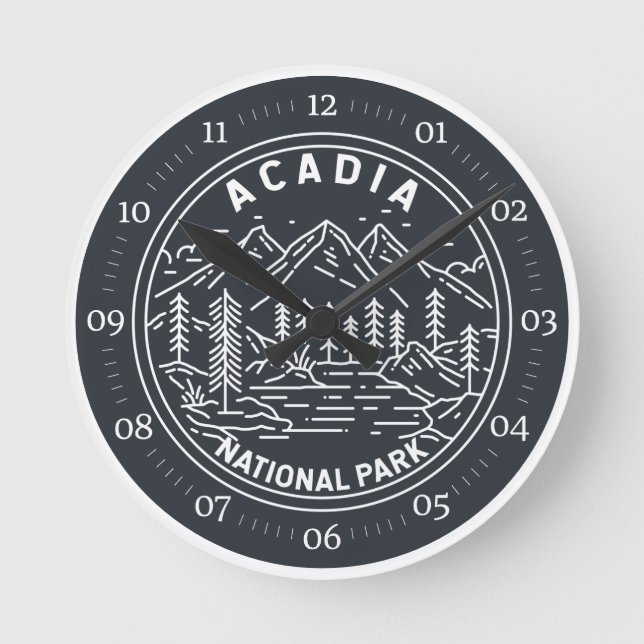 Acadia nationalpark Pub Harbor Monoline Rund Klocka (Framsida)