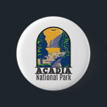 Acadia nationalpark Pub Harbour Ocean Väg Knapp<br><div class="desc">Konstruktion för Acadia-vektorgrafik. Acadias nationalpark ligger främst på Maine's Mount Desert Island. Dess landskap kännetecknas av skogsmark,  klippta stränder och glaciärskade granittoppar som Cadillac Mountain.</div>