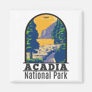 Acadia nationalpark Pub Harbour Ocean Väg Magnet