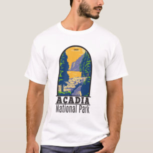 Acadia nationalpark Pub Harbour Ocean Väg Maine T Shirt