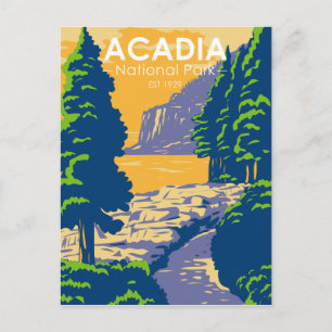 Acadia nationalpark Pub Harbour Ocean Väg Maine Vykort