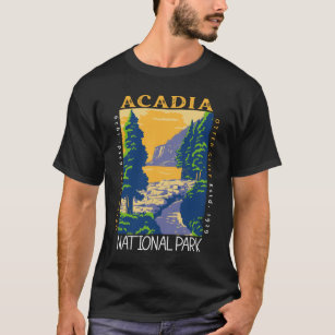 Acadia nationalpark Pub Harbour Otter Cliff Retro T Shirt