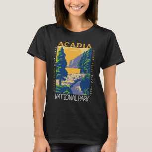 Acadia nationalpark Pub Harbour Otter Cliff Retro T Shirt
